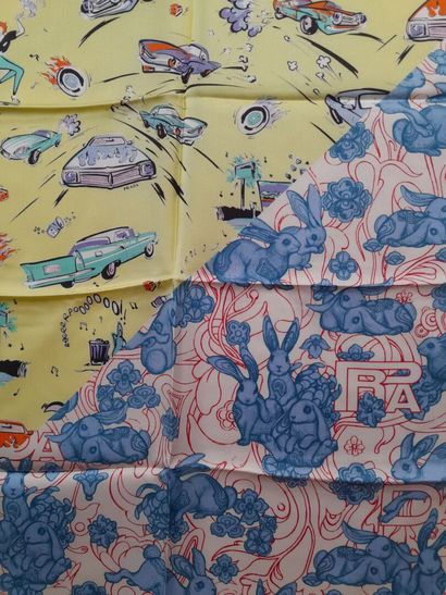 PRADA.
Silk twill square decorated with bunnies,...