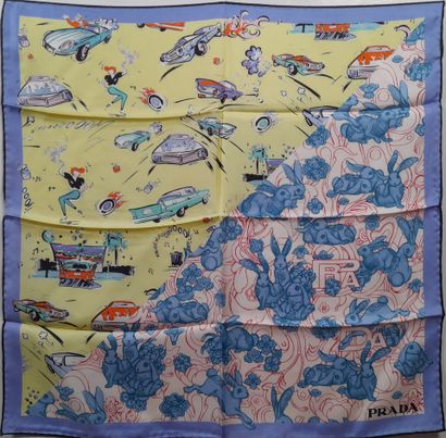 PRADA.
Silk twill square decorated with bunnies,...
