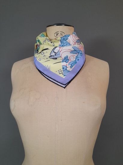 PRADA.
Silk twill square decorated with bunnies,...