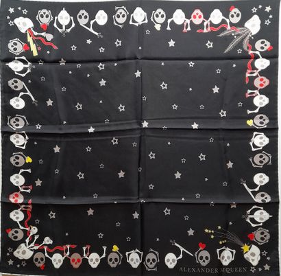 ALEXANDRE MCQUEEN.
Silk twill square decorated...