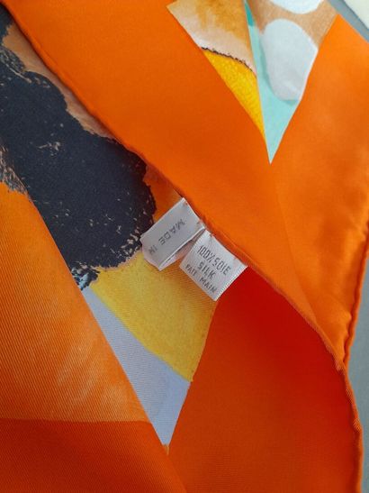 Silk twill square reproducing a painting...