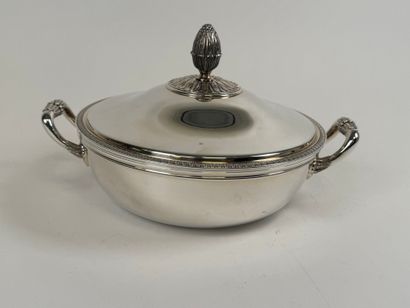 CHRISTOFLE. 
Covered two-handled silver-plated...