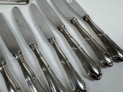 Set of 10 table and entremet knives, handles...