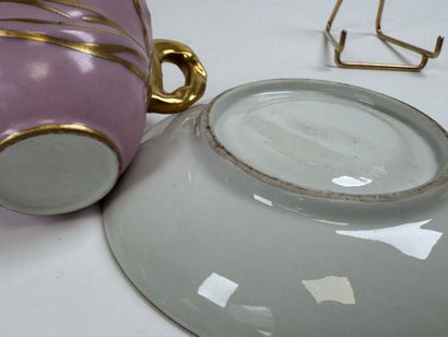Pair of aspen-covered porcelain cups on a...