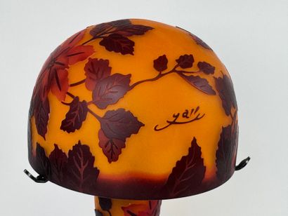 Glass mushroom lamp decorated with flowers...