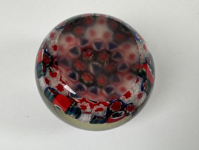 Glass sulphur ball or paperweight with millefiori...
