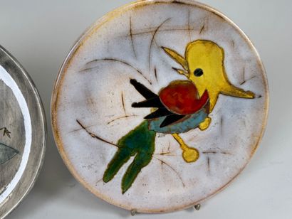 VALLAURIS and others.
Two polychrome ceramic...
