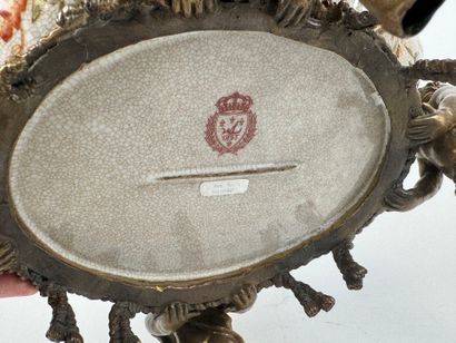 Polychrome ceramic bowl decorated with foliage,...