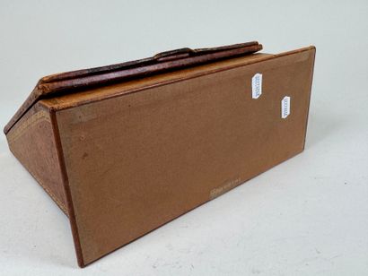 Leather courier case, trompe-l'oeil open-book...