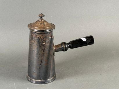 Chocolate pot in silver-plated metal, handle...