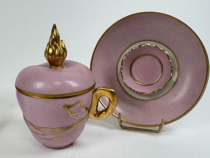Pair of aspen-covered porcelain cups on a...
