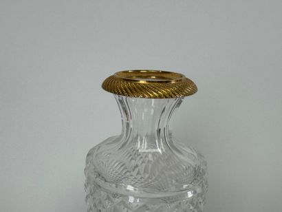 Diamond-cut crystal or glass vase, gilded...