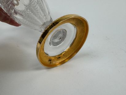 Diamond-cut crystal or glass vase, gilded...