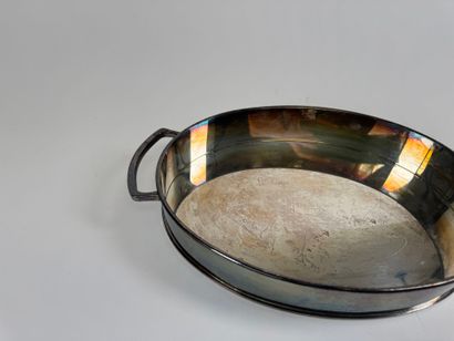 Silver-plated serving dish with two openwork...