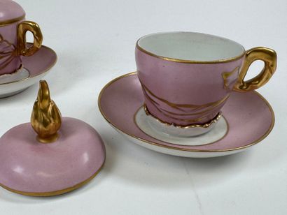Pair of aspen-covered porcelain cups on a...