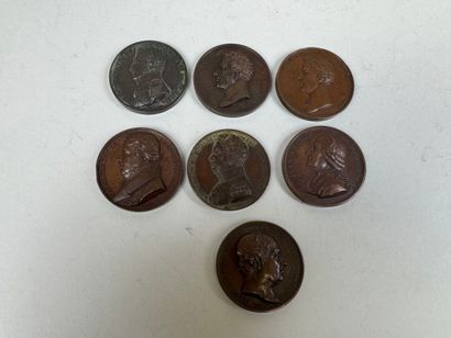 Lot of 7 bronze medals.
19th century.
D....