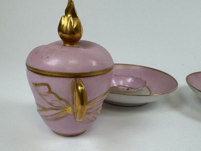 Pair of aspen-covered porcelain cups on a...