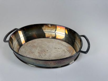 Silver-plated serving dish with two openwork...