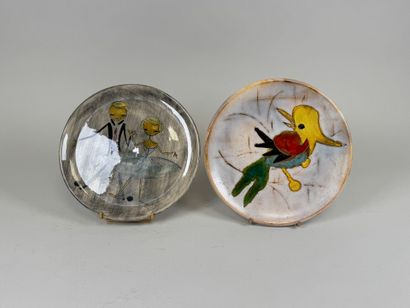 VALLAURIS and others.
Two polychrome ceramic...