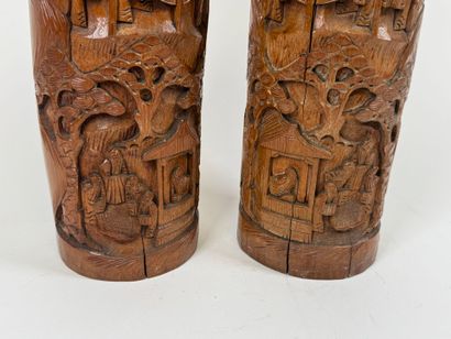 CHINA, 20th century.
Pair of bamboo pots...