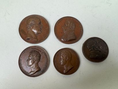 Lot of 5 bronze medals.
19th century.
D....