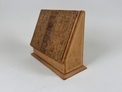 Leather courier case, trompe-l'oeil open-book...