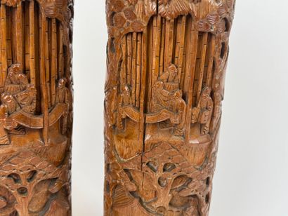 CHINA, 20th century.
Pair of bamboo pots...