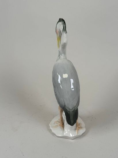 Karl ENS (1802-1865).
Heron.
Polychrome porcelain...