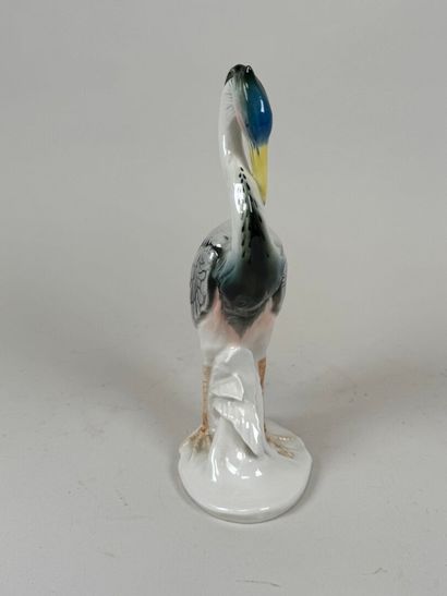 Karl ENS (1802-1865).
Heron.
Polychrome porcelain...
