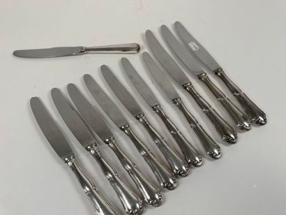 Set of 10 table and entremet knives, handles...
