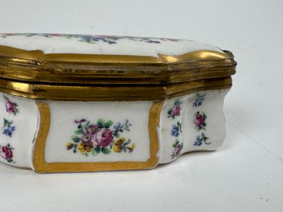 Porcelain box or small polychrome and gold...