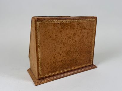 Leather courier case, trompe-l'oeil open-book...