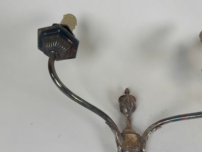 Pair of two-arm sconces in silver-plated...