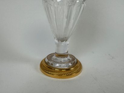 Diamond-cut crystal or glass vase, gilded...