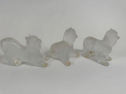 LALIQUE France.
Dogs.
Three subjects in molded,...
