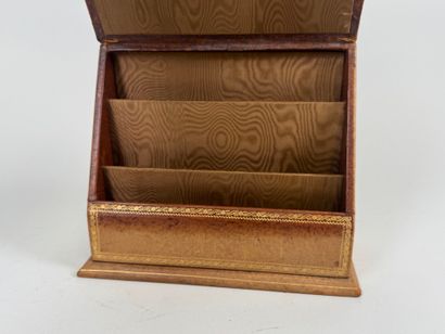 Leather courier case, trompe-l'oeil open-book...