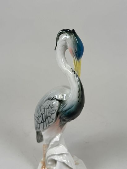 Karl ENS (1802-1865).
Heron.
Polychrome porcelain...