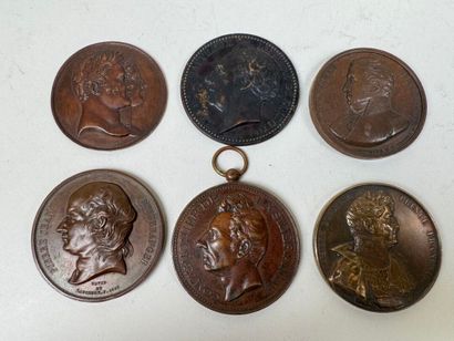 Lot of 6 bronze medals.
19th century.
D....