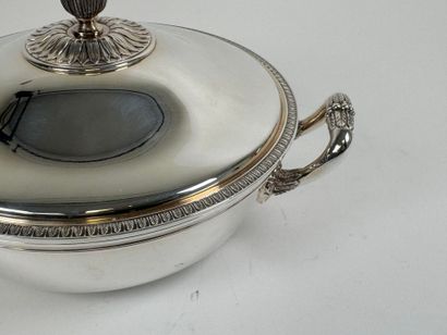 CHRISTOFLE. 
Covered two-handled silver-plated...