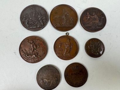 Lot of 8 bronze medals.
19th century.
D....