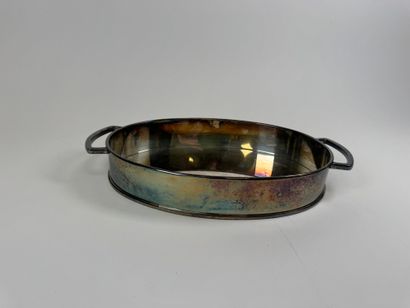 Silver-plated serving dish with two openwork...