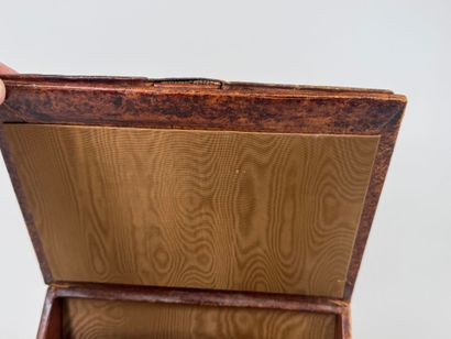 Leather courier case, trompe-l'oeil open-book...