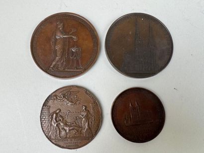 Lot of 4 bronze medals.
19th century.
D....