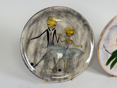 VALLAURIS and others.
Two polychrome ceramic...