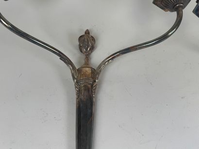 Pair of two-arm sconces in silver-plated...