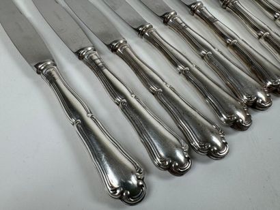 Set of 10 table and entremet knives, handles...