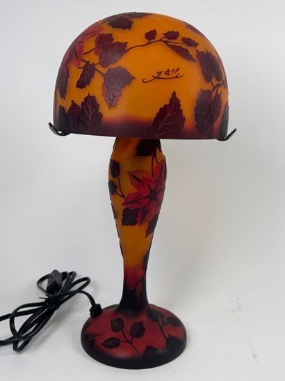 Glass mushroom lamp decorated with flowers...