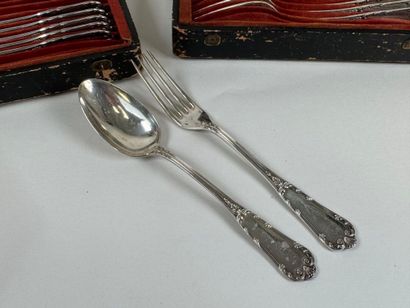 Partie de ménagère en argent 950/1000e comprenant...