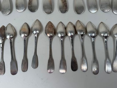 Partie de ménagère en argent modèle uniplat,...