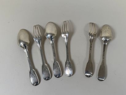 Lot de deux couverts en argent 950/1000,...